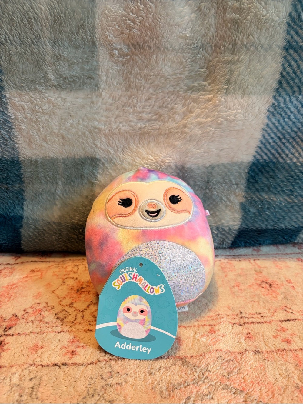 Squishmallows Multicolor Pastel Adderley Sloth Plush